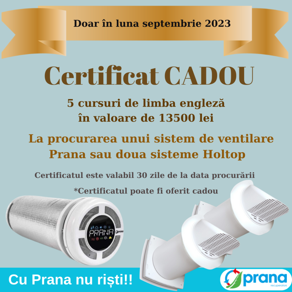 Promoție:Certificat CADOU doar în luna septembrie 2023 — imagine articol, ventilație Prana