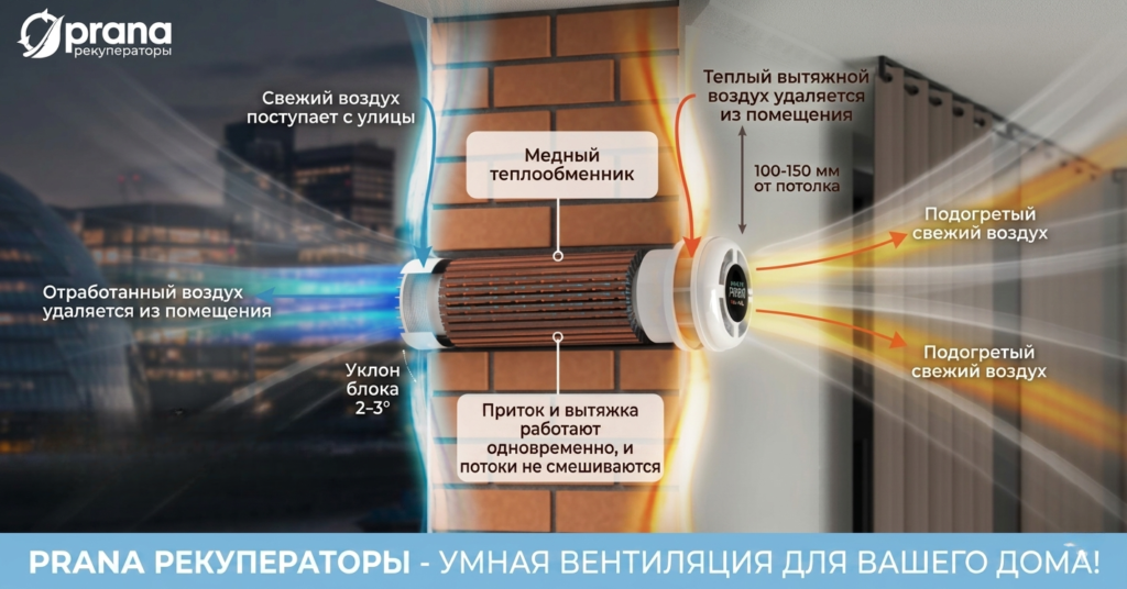 Рекуператор Prana 150 Standard — схема и визуализация продукта Prana